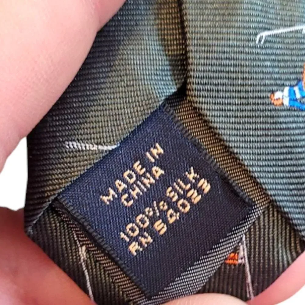 Banana Republic Olive Green Skier Jump Silk Tie